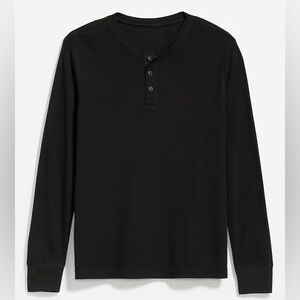 Waffle-Knit Long Sleeve Henley